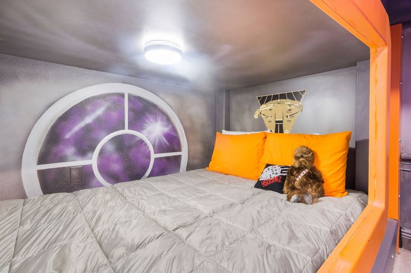 Each bunk also features custom artwork