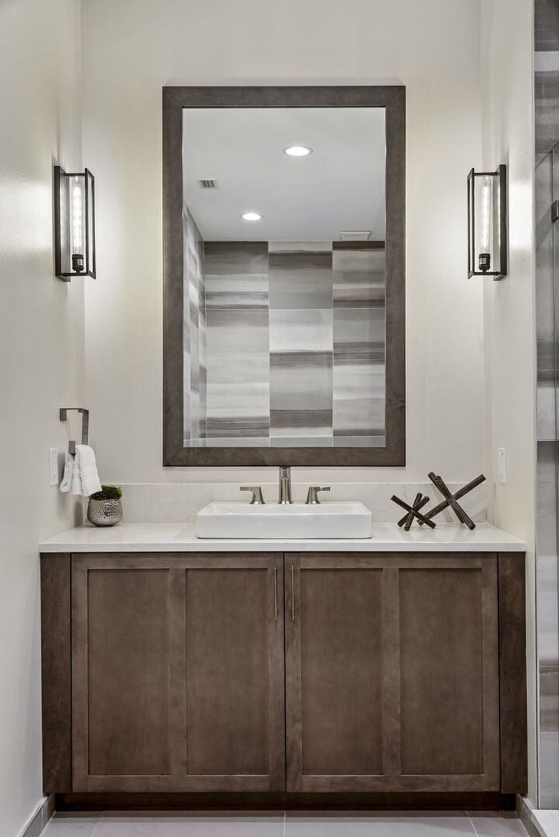 Get ready for the day at this grand vanity