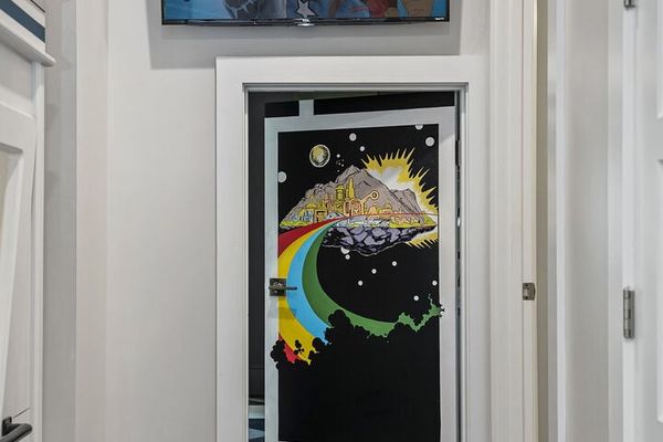 Head through the door to travel to new worlds