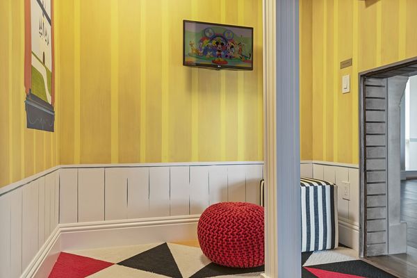 A full room full of games and a TV