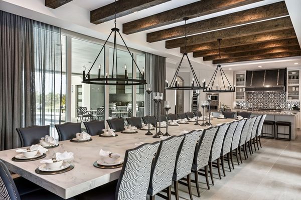 A one-of-a-kind formal dining table perfect for enjoying delicious meals