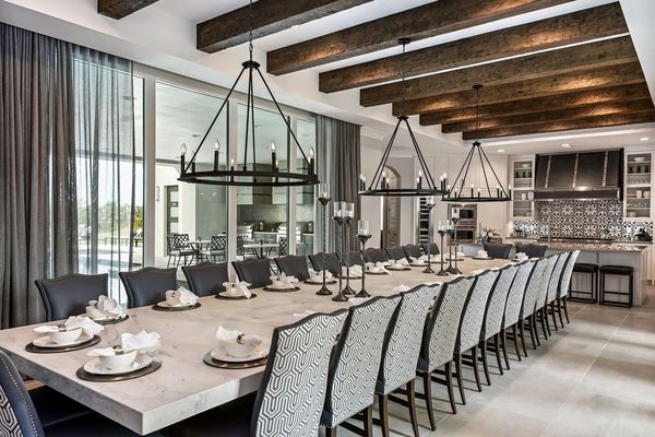 A one-of-a-kind formal dining table perfect for enjoying delicious meals