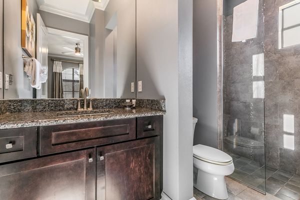 En-suite bathroom 4 with glass door walk-in shower