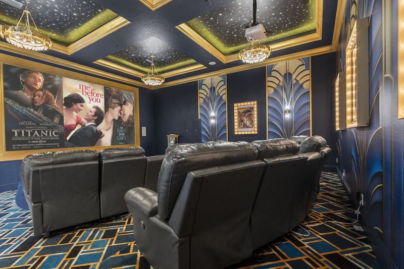 Watch a favorite movie on the giant projector screen while surrounded by some favorite characters watching experience