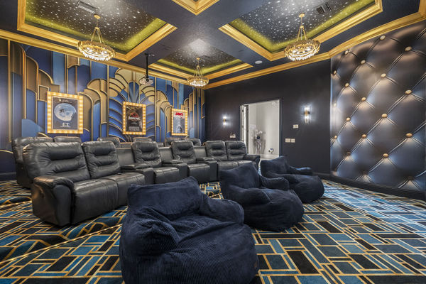 Sink into leather recliners in the Gatsby-inspired private theater