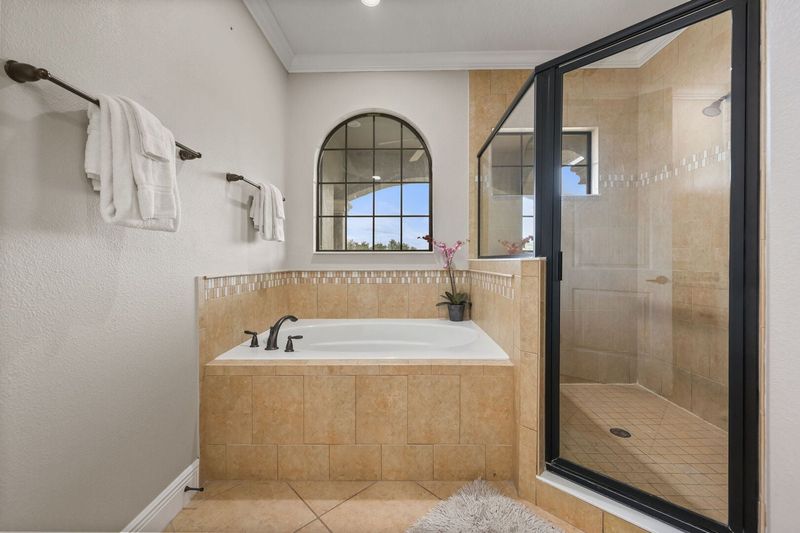 Complete with a walk in shower and garden tub