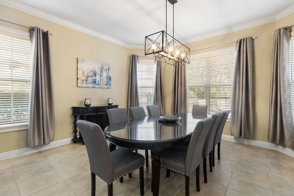 Formal dining area with seating for 8