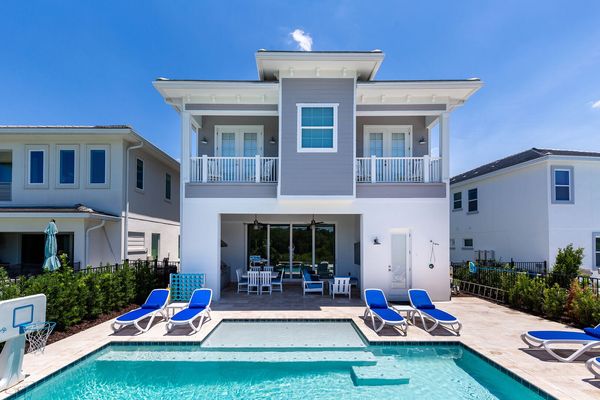 Admire pool views from the second floor balony