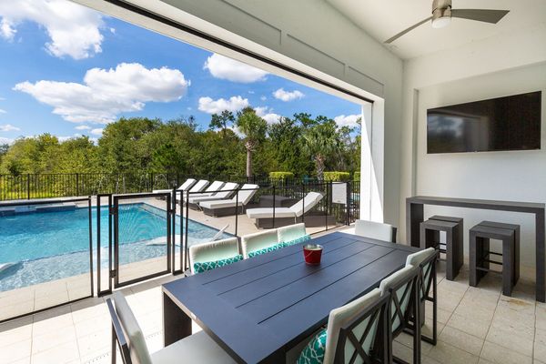 A pool fence surrounds the area for optimal safety