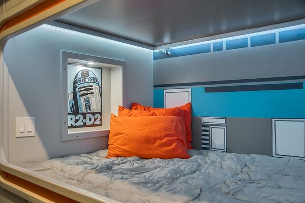 Every bunk bed features it's own special character and themed lighting.