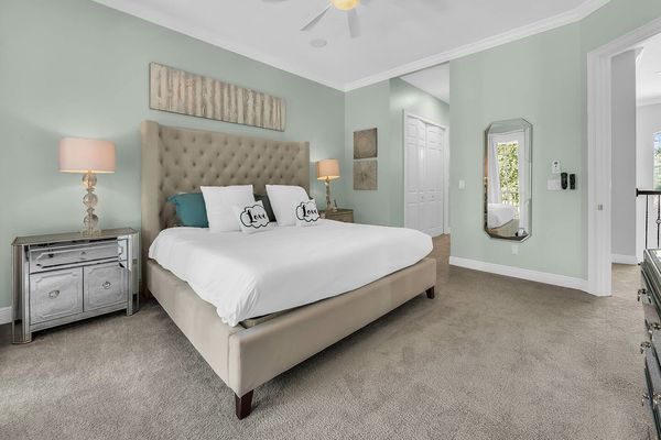 The second floor Master Suite features a comfortable King bed and luxurious details