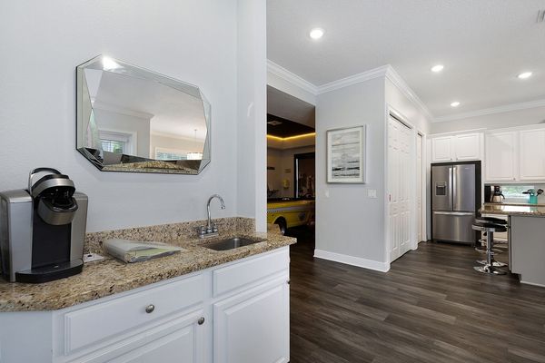 Drink coffee and relax out on the covered balcony