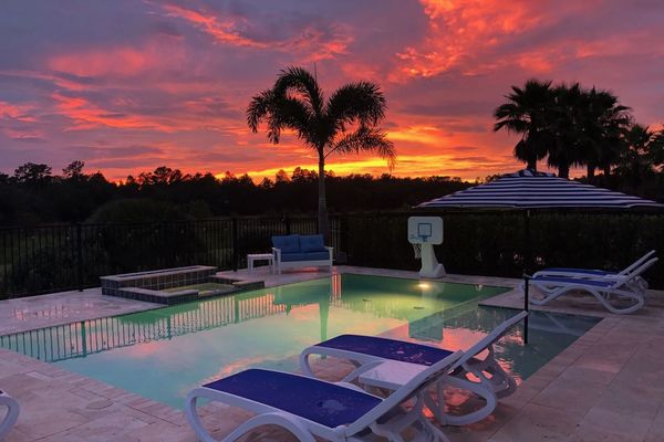 Relax in the spillover spa while you enjoy the sunset views