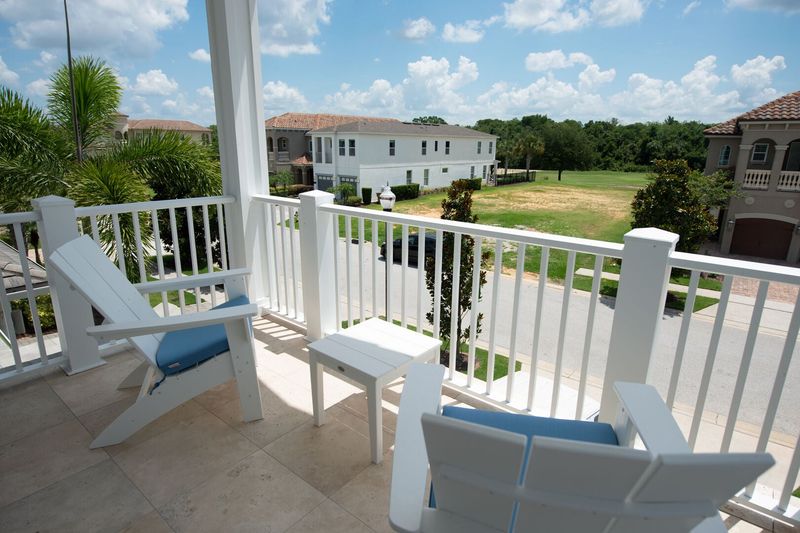 Admire views off the balcony