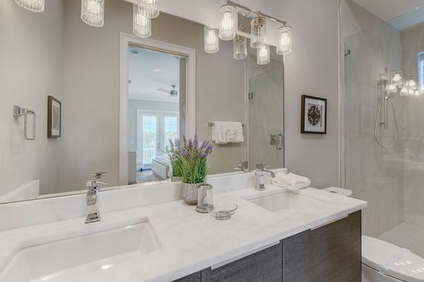 Ensuite bathroom with his and hers sink