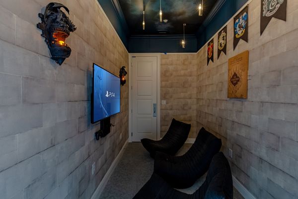 A magical realm awaits them with floating ceiling lanterns