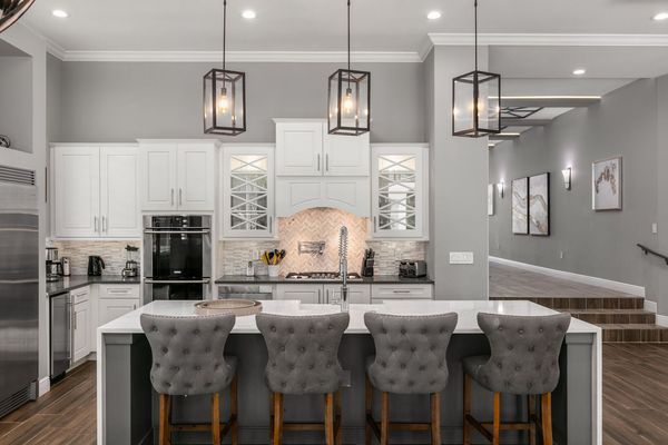 The breakfast bar provides additional seating