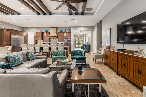 Get comfortable on one of the spacious sofa seating