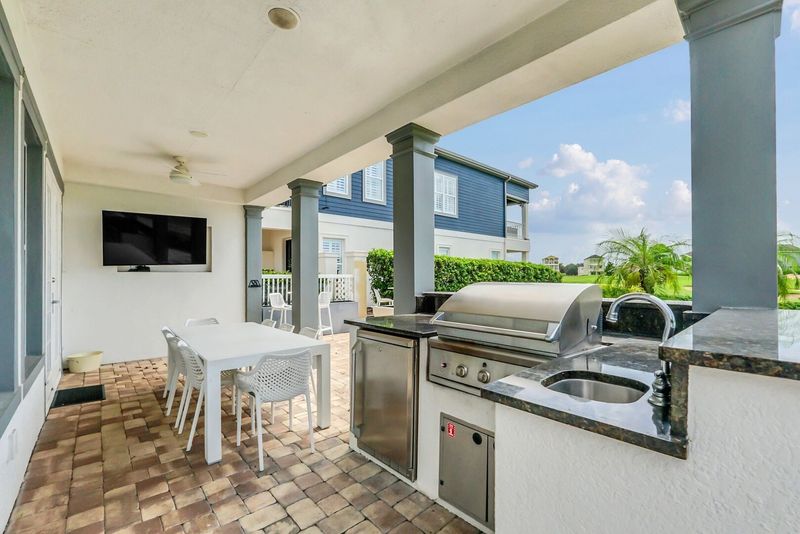 Keep up with the big game while you eat on the outdoor TV