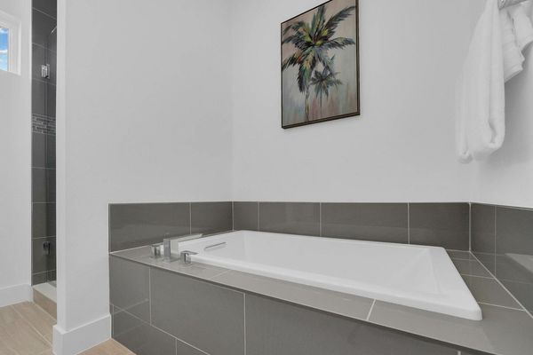 Relax after a day of fun in the garden tub