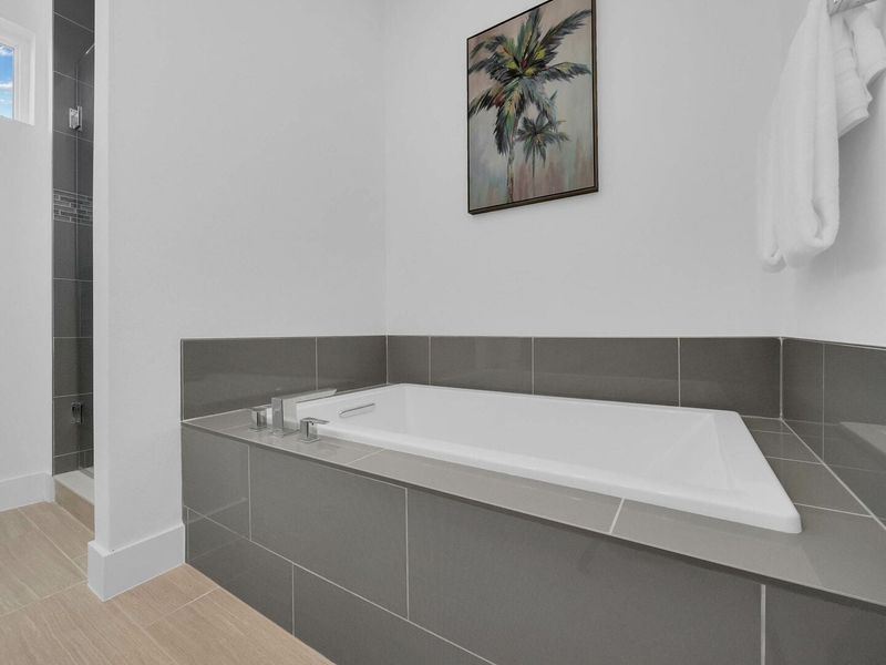 Relax after a day of fun in the garden tub