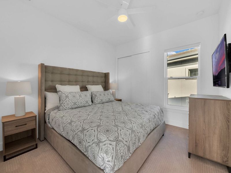 Relax after a day of fun in this king bed