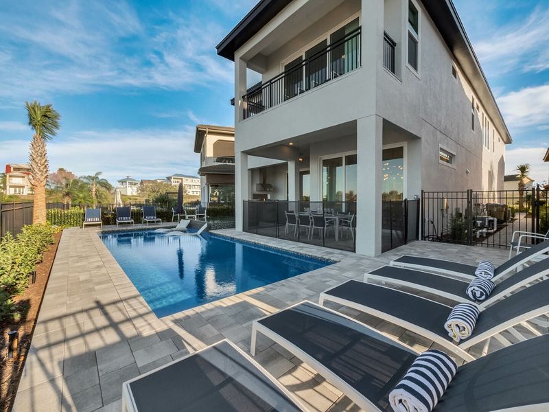 Spend hours lounging by your private west-facing pool