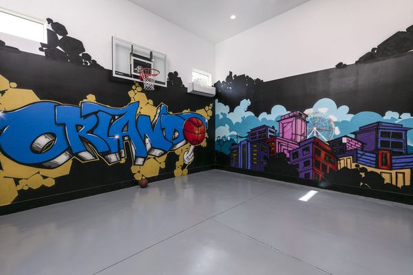 Shoot some hoops in the indoor basketball court