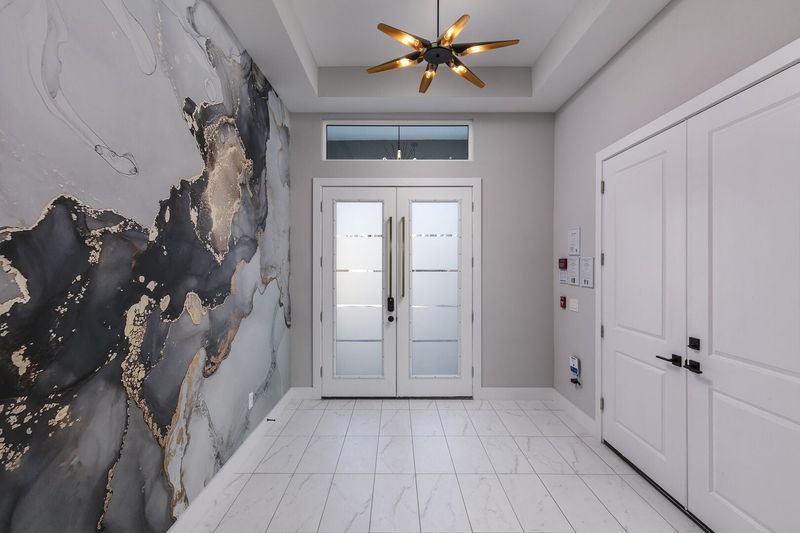 Admire the beautiful marble wall design