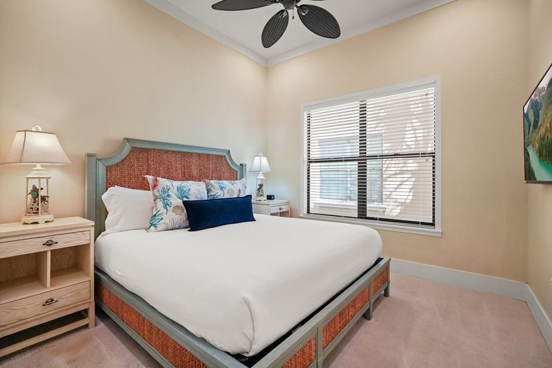 Downstairs bedroom with a king bed and a Jack and Jill bathroom