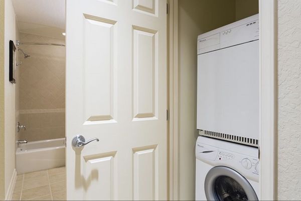 Washer and dryer located right inside the home for your convenience