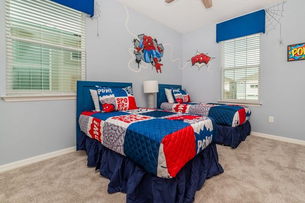 Two Twins Suite Bedroom 6 Upstairs
Attached Bathroom-Shower
Spider Man Theme