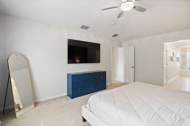Master King Bedroom 1 Upstairs Attached Bathroom
70" Smart TV