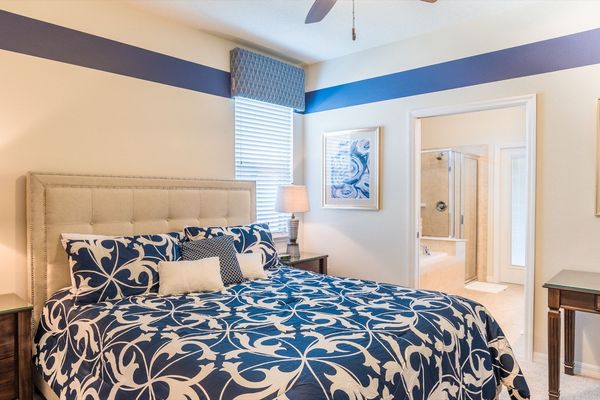 Master King Bedroom 1 Downstairs
Attached Bathroom
Tub & Shower