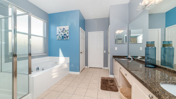 Master King Bathroom 1 
Downstairs
Tub and Shower