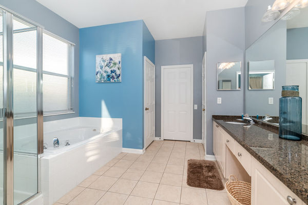 Master King Bathroom 1 
Downstairs
Tub and Shower