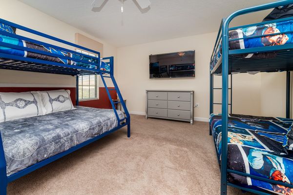 Twin/Twin + Twin/Double + Twin Double Bunk Bedroom 9 Upstairs
55" TV