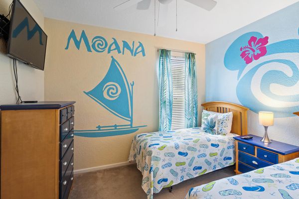Two Twins Bedroom 4, Shared, Bathroom, 40" TV, Moana Theme