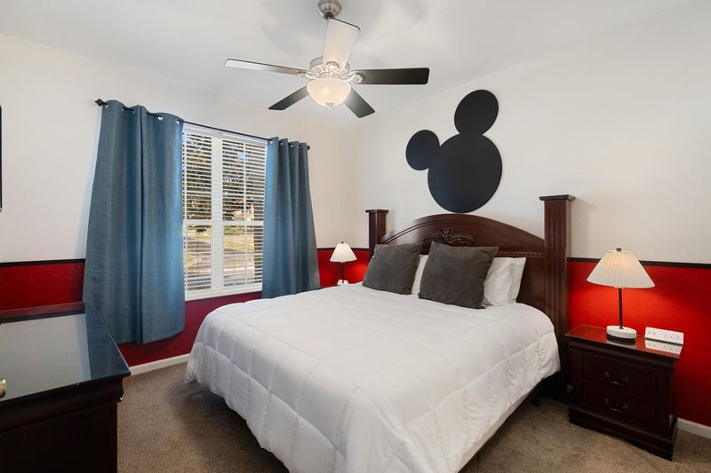 King Suite Bedroom 2 Downstairs, Attached Bathroom, 40" Smart TV Mickey Theme