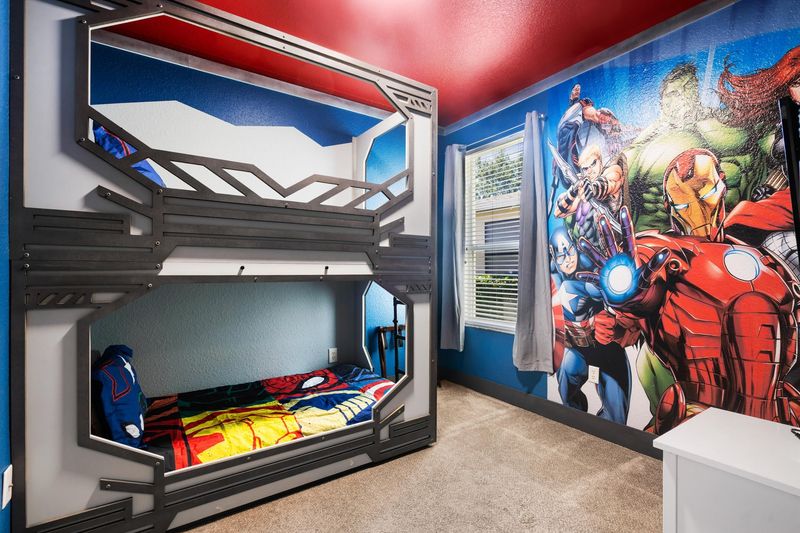 Twin/Twin Bunk Bedroom 3 Downstairs, 39" TV
+ 32" TV with Game Console
Avengers Theme