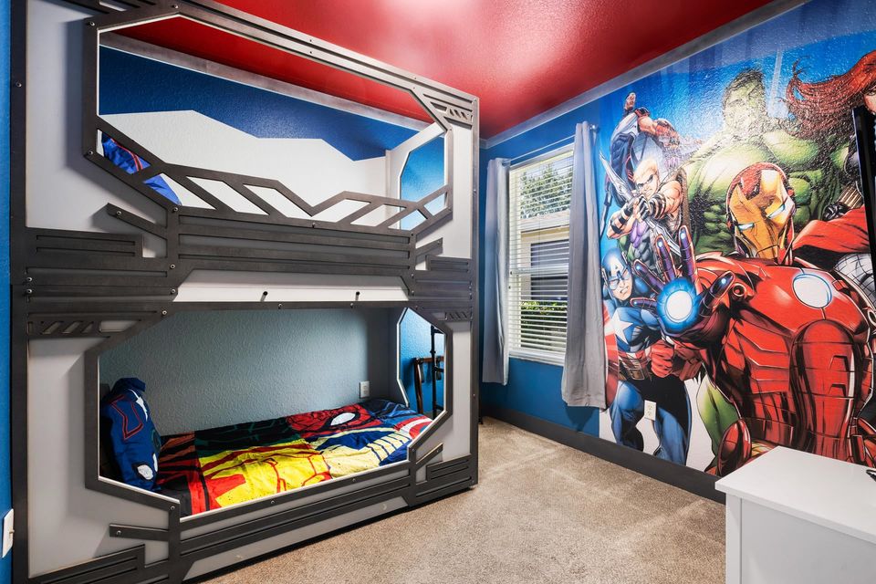 Twin/Twin Bunk Bedroom 3 Downstairs, 39" TV
+ 32" TV with Game Console
Avengers Theme
