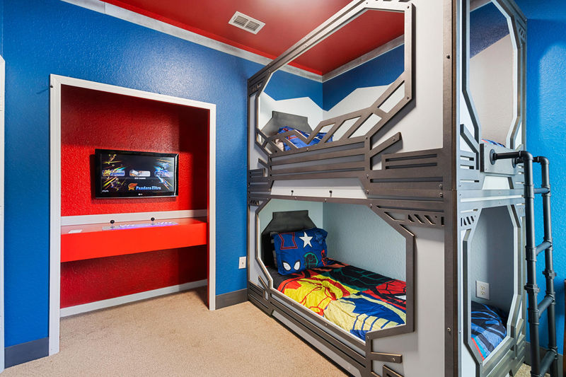 Twin/Twin Bunk Bedroom 3 Downstairs, 39" TV
+ 32" TV with Game Console
Avengers Theme