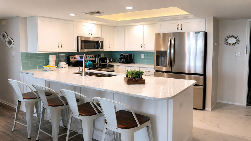 updated, fully-equipped kitchen