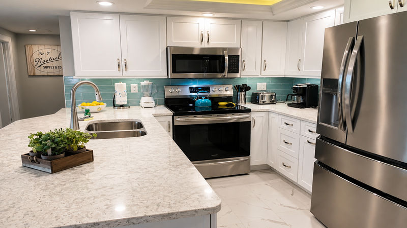 updated, fully-equipped kitchen