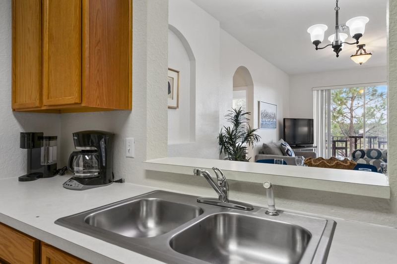 Kitchen Overlooking Dining Room and Living Room