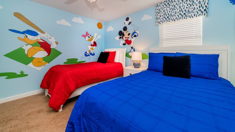 Twin/Double Bunk Bedroom 8 Upstairs Shared Bathroom
32" Smart TV
(The beds have  been converted to a bunk bed)