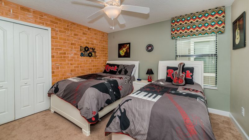 Two Twins Bedroom 5 Upstairs, Shared Bathroom
 32" Roku TV