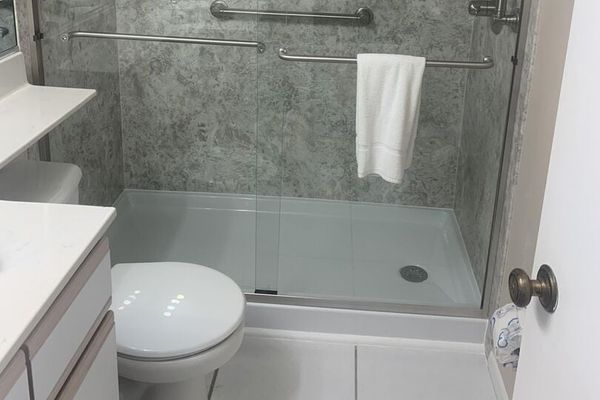 Guest bathroom with walk-in shower