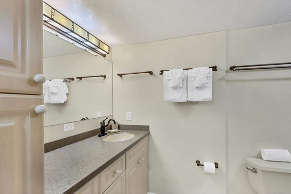 Primary bathroom with large vanity and walk-in shower