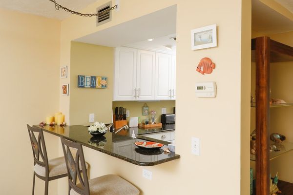 Bar seating at the breakfast counter